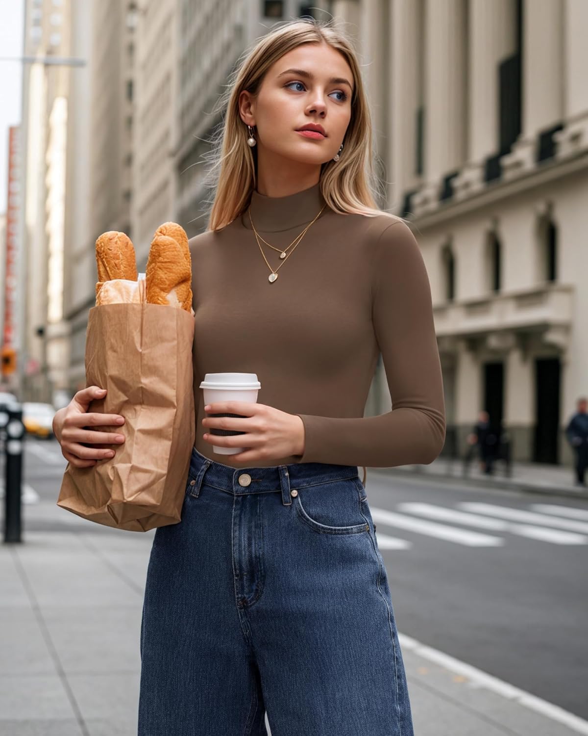 Womens Long Sleeve Body Suits Mock Turtleneck Thong Bodysuits Shirts Trendy Fall Going Out Tops Y2K 2025 - Image 6