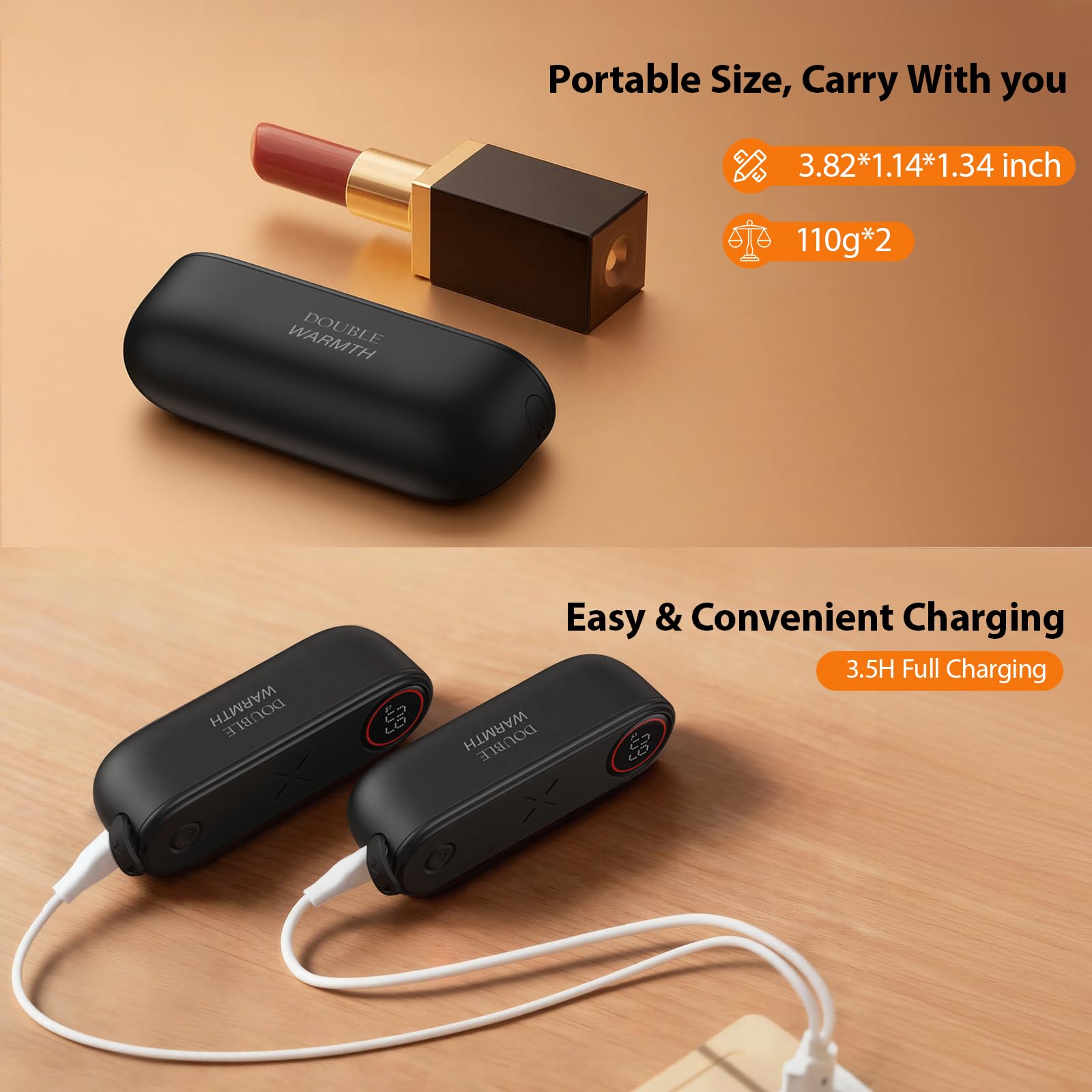 SUPPOU Magnetic Hand Warmers with Display Screen, 2-pack Hand Warmers Rechargeable 10000mAh Battery Operated, Electric Portable Pocket Heater, Gifts for Christmas Men Women, Outdoor Camping