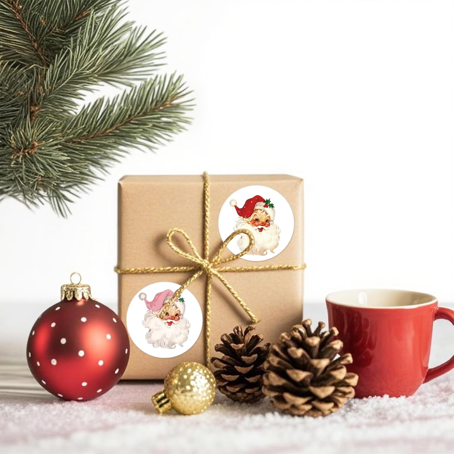 Christmas Stickers for Envelope Seals Cards Making Crafts Large 2 Inch Round Santa Happy Holiday Christmas Label Card Vinyl Stickers for Envelopes Baked Goods Gifts Presents Bag (santa120) - Image 4