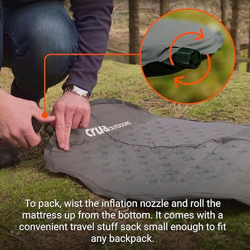 Miniatura 5 de Crua - Colchón de camping autoinflable para dormir, colchón de aire de campamento con válvula autoinflable, instalación rápida y fácil, ideal para