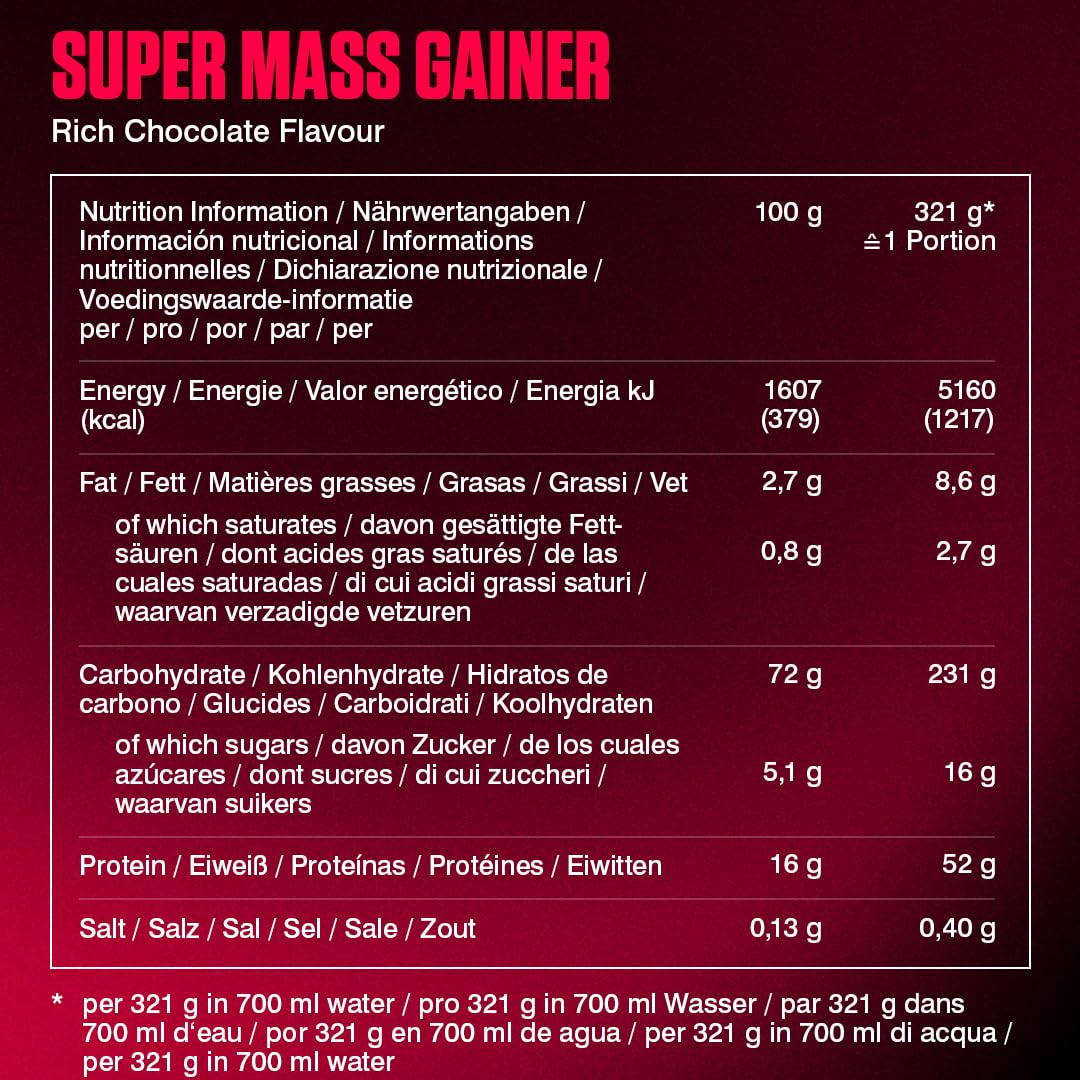 Dymatize Super Mass Gainer Rich Chocolate 2943g - Polvo Para Ganar Peso + Carbohidratos, Creapure Creatina, BCAA y Caseína