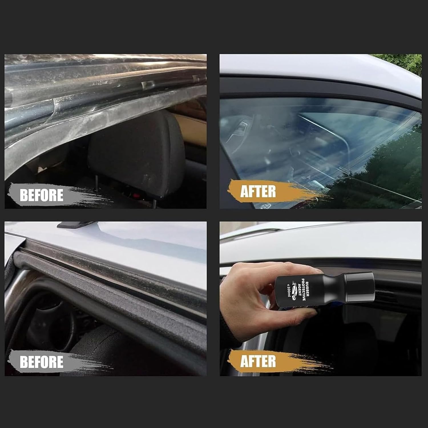 Car Rubber Seal Protectant, Car Rubber Seal Conditioner, Auto Rubbers Sealant Protectant Agent for Window, Door, Wiper Blade Rubbers Strip (3pcs)