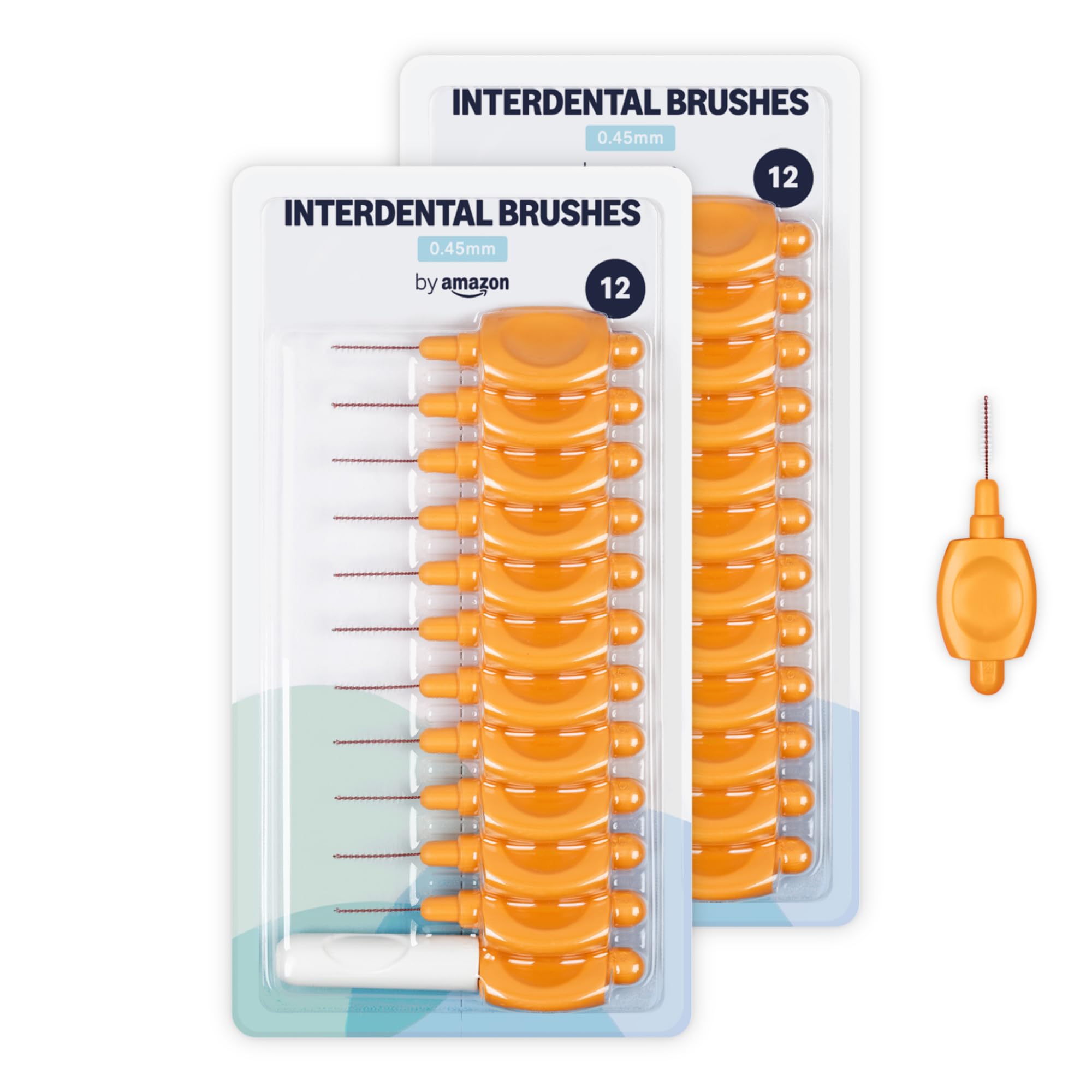 By Amazon Interdental Brush 0.45 mm 24pcs – 2 Packs of 12pcs, Orange