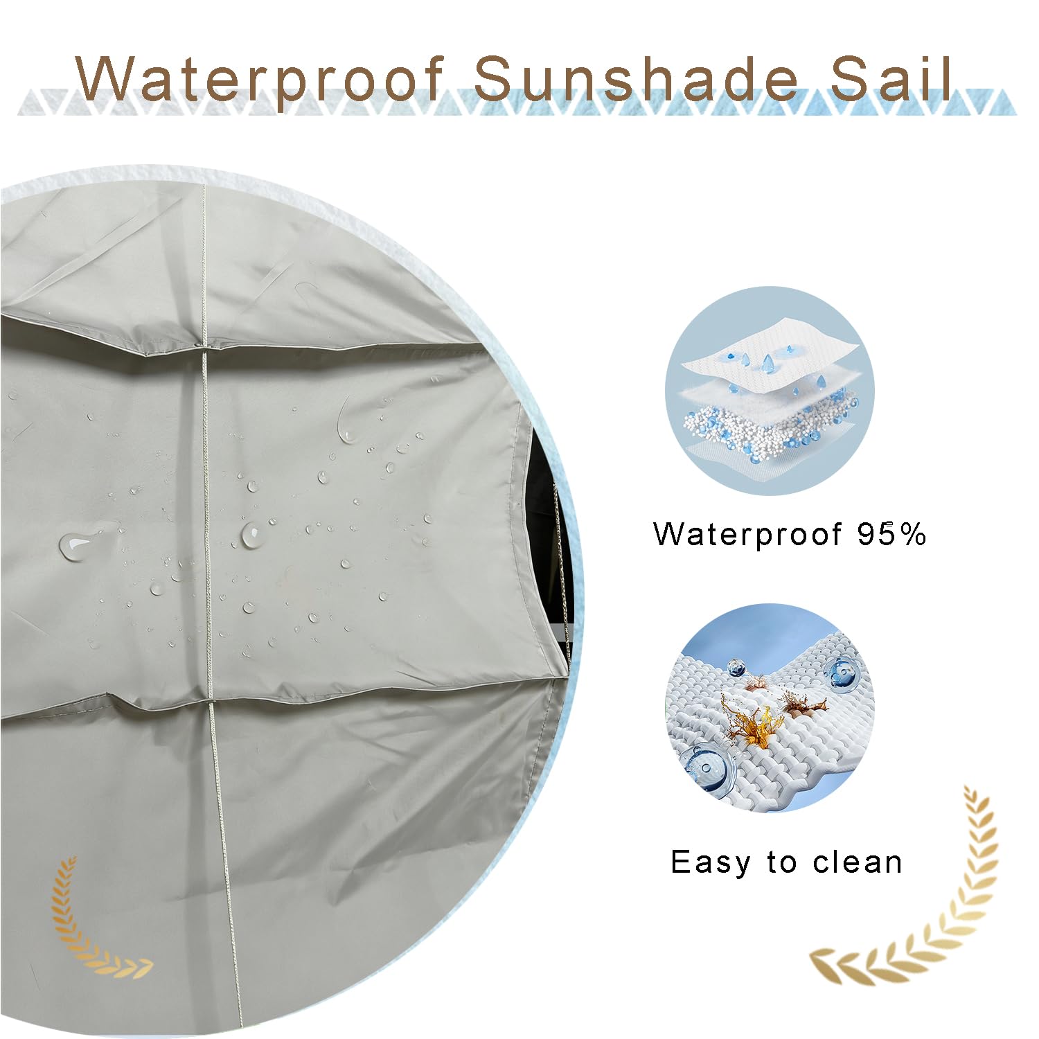 Sonnensegel 100x200cm wasserabweisend & windabweisend 95% UV-Schutz Polyester Segeltuch für Außenbereich,Garten Dunkelgrau