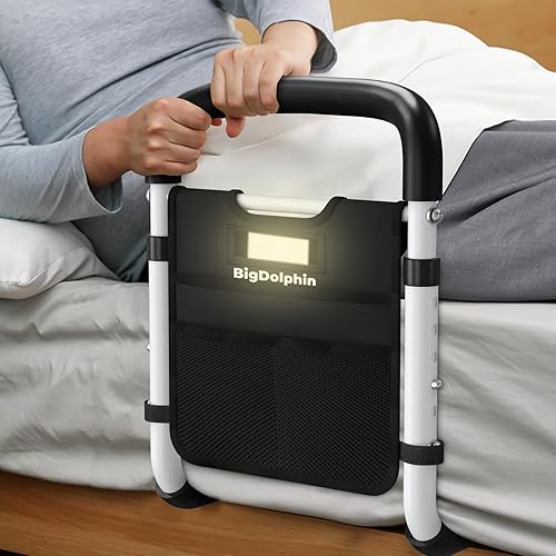 Miniatura 2 de Riel de cama  Rieles de cama para adultos mayores  Bastón de cama ajustable con mango ergonómico antideslizante y bolsillo de almacenamiento,