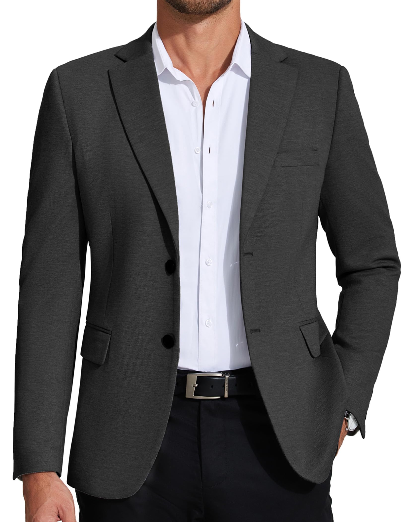COOFANDYMens Casual Blazer Knit Sport Coat Lightweight Two Button Suit Jacket
