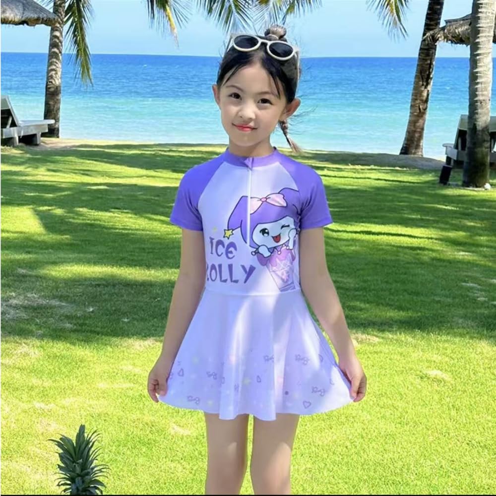 JMT Wear Kids Unisex Swimwear for Boys & Girls | Quick Dry Stretch Swimming Costume | Comfortable Pool & Beach Wear | Multiple Designs & Sizes(Frock Blue,8-9 Y)