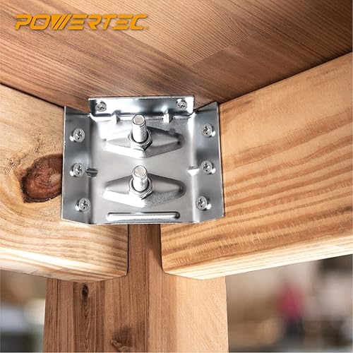 Miniatura 6 de POWERTEC Soportes de esquina de montaje en superficie, 16 unidades, con accesorios de montaje, soportes de esquina para mesa de café, patas de