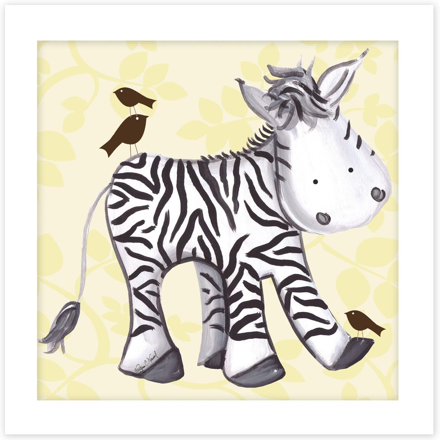 Doodlefish DBP614y-white Zelda Zebra Artwork, Yellow/White Frame