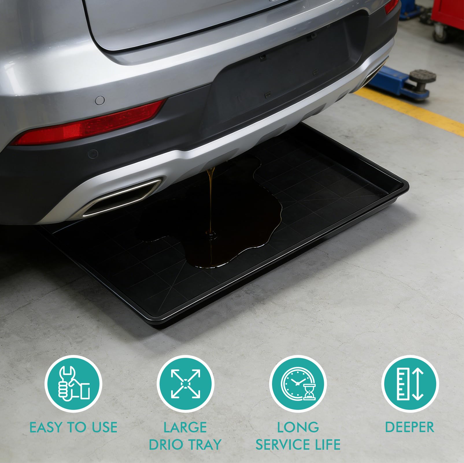 extra große Auto-Ölauffangwanne, 90 x 60 x 4 cm, Ölauffangschale für unter dem Auto, Auffangwanne, Ölauffangwanne Große Ölauffangbehälter Kunststoffwanne Plastikwanne Mehrzweckwanne (3, 90*60*4cm)