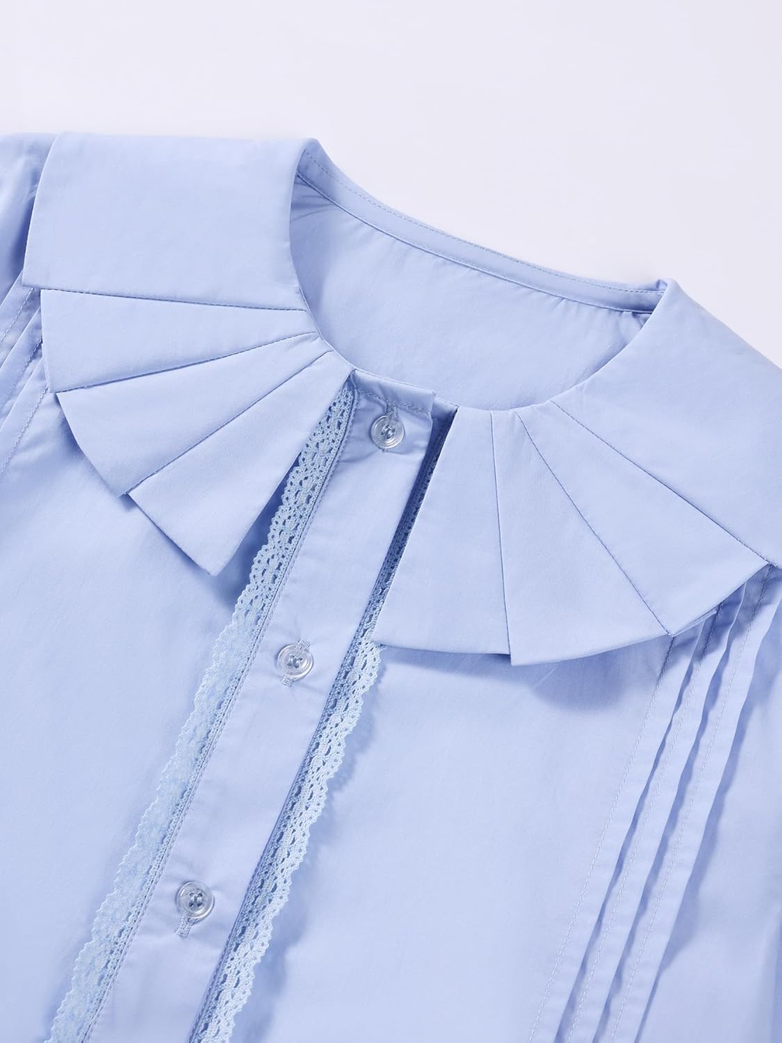 Girls Dress Shirt Button Down Blouse Kids School Uniform with Peter Pan Collar Size 6-16Y - Image 5