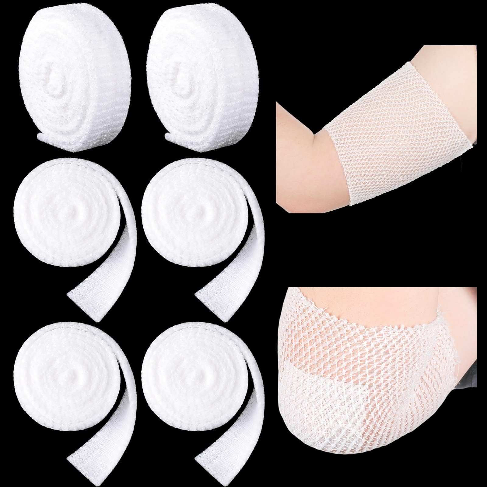 MAKINGTEC Net Tubular Bandage Fix Net Tubular Bandage Size 4 Elastic Dressing Retainer Wound Dressing Tubular Gauze Breathable Bandage for Hand, Arm, Leg or Foot (6 Rolls, 6.6 Yard)
