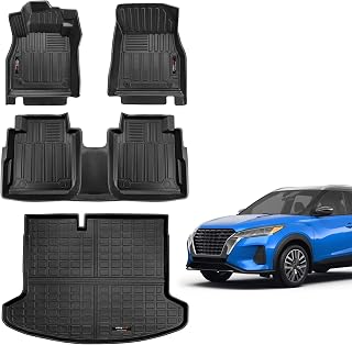 Jdeymat Custom Fit All Weather Floor Mats 2 Row & Trunk Cargo Liner Set Compatible for 2018-2023 Nissan Kicks Accessories Black