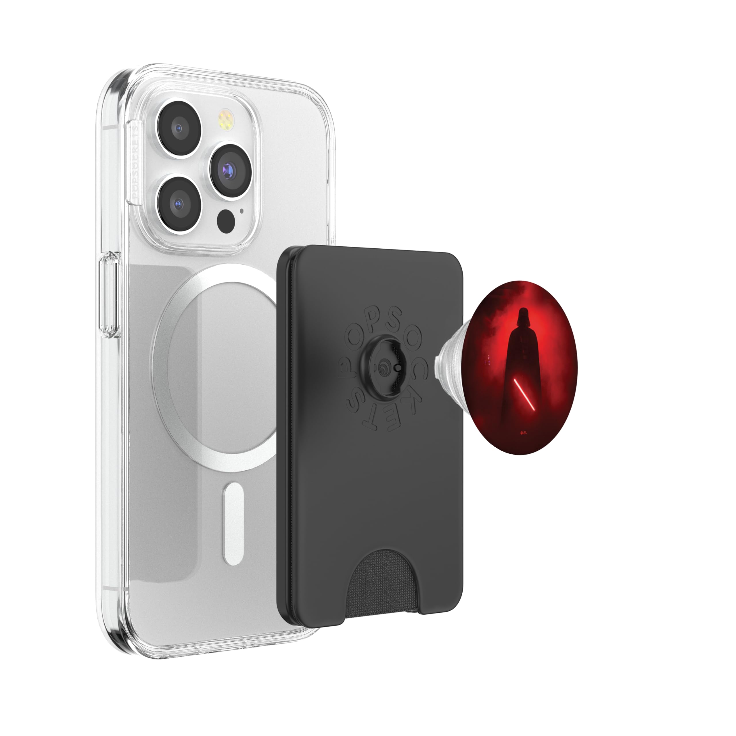 Star Wars Darth Vader Red Lightsaber Shadow PopSockets PopWallet for MagSafe, Black - Image 3