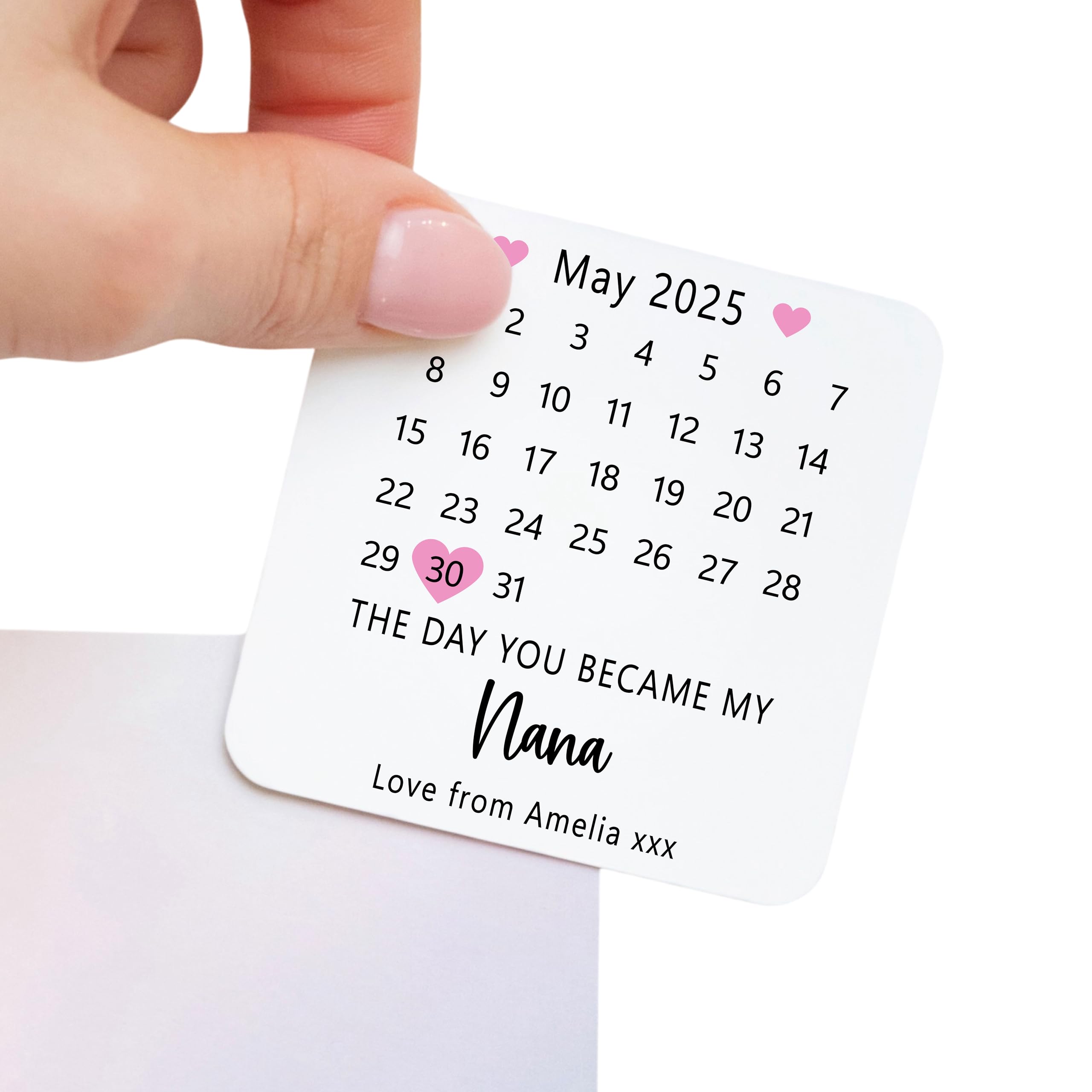 Personalised Metal Fridge Magnet Gift | The Day You Became My Nana Magnet with Date & Love From Message