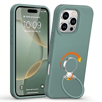 XYZ for iPhone 16 Pro Max Case with Stand, Liquid Silicone Case, Green