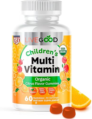 LIVEGOOD Gomitas multivitamínicas orgánicas para niños, multivitamínico para niños, vitamina D para niños pequeños y niños, vitaminas orgánicas
