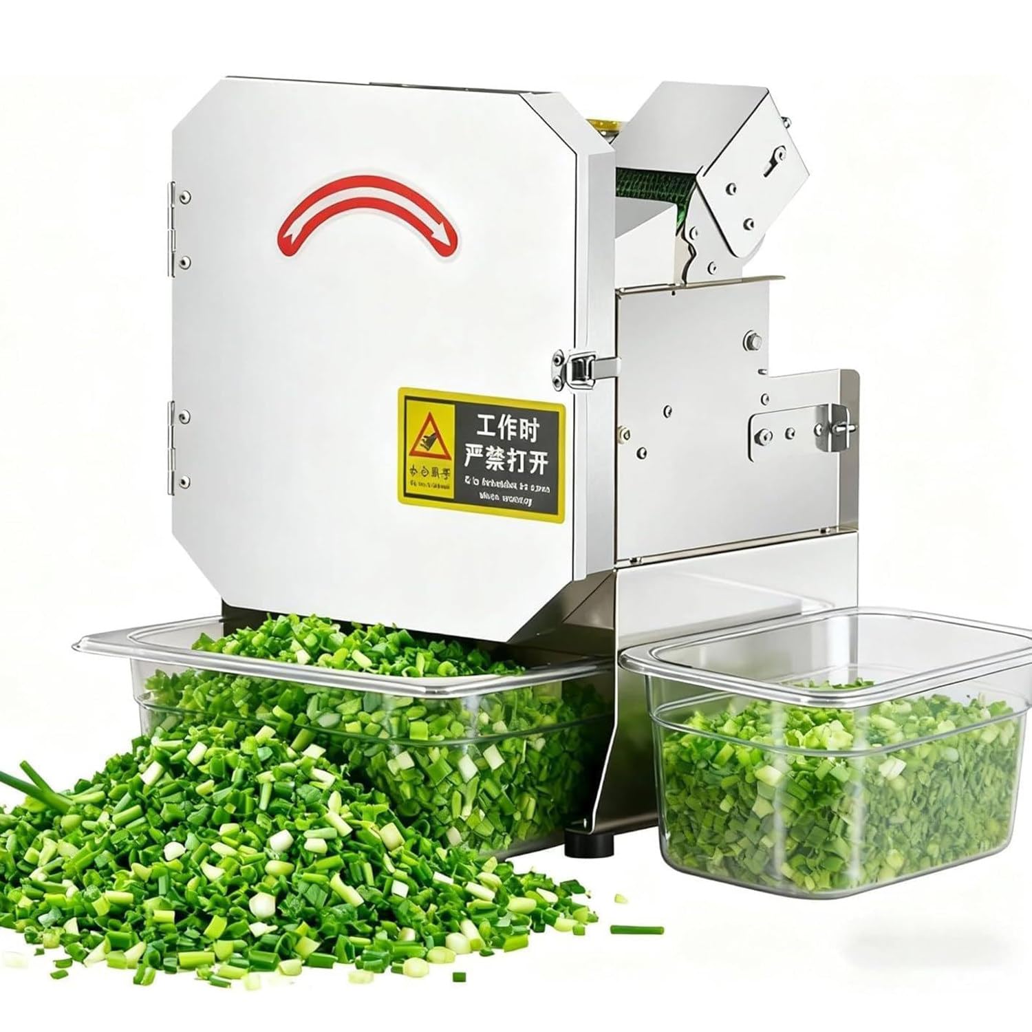 Tagliaverdure Automatico Elettrico Affettatrice Professionale 200W Ingresso 70mm Spessore Regolabile 1.5-35mm Acciaio Inox per Cipollotti Peperoni Coriandolo Porri Commerciale