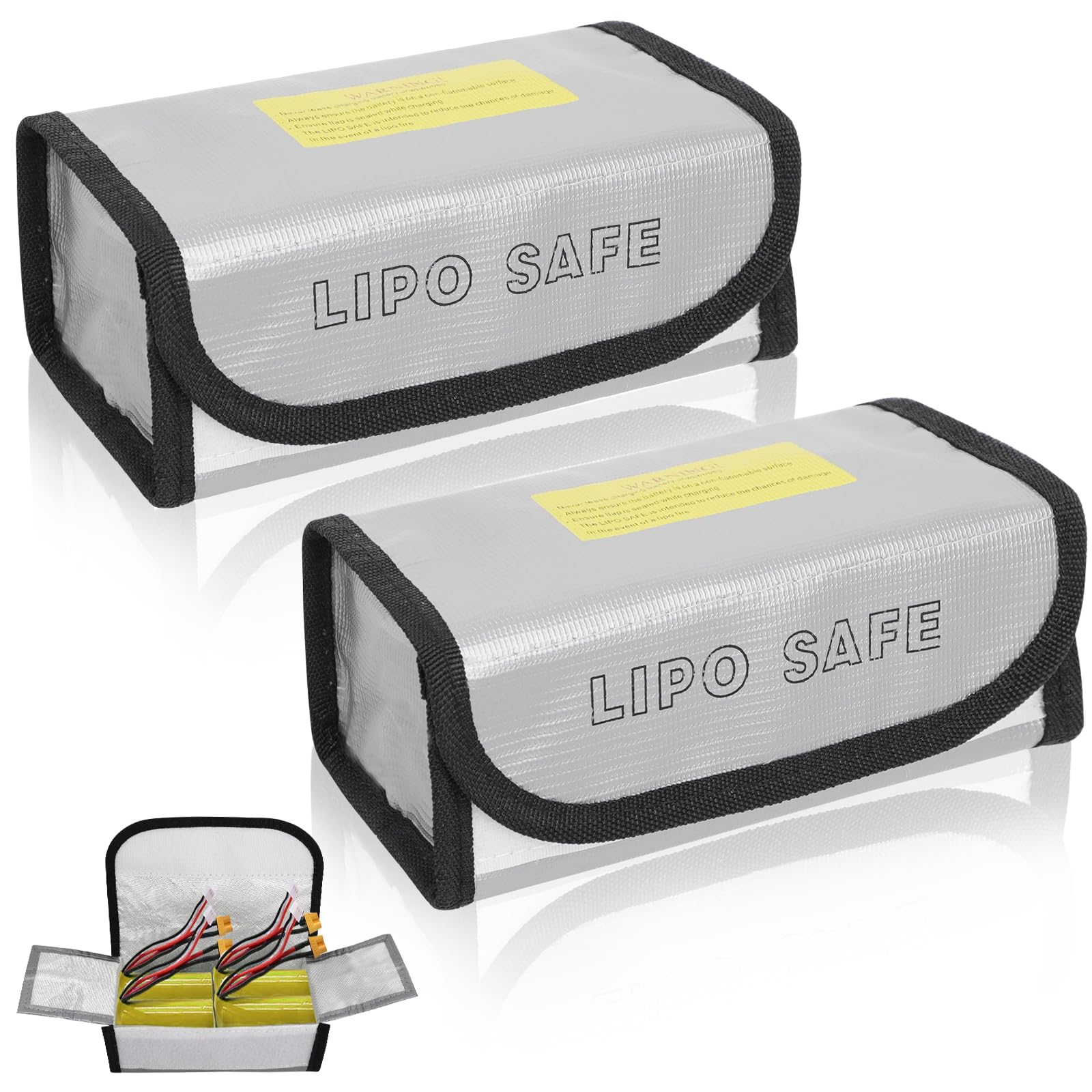 Lipo Safe Bag, Battery Bag, Fireproof, Explosion-Proof, Fireproof Safety Protection Bag for Lipo, Ebike Battery Bag, Fireproof for Charging and Transportation, Pack of 2