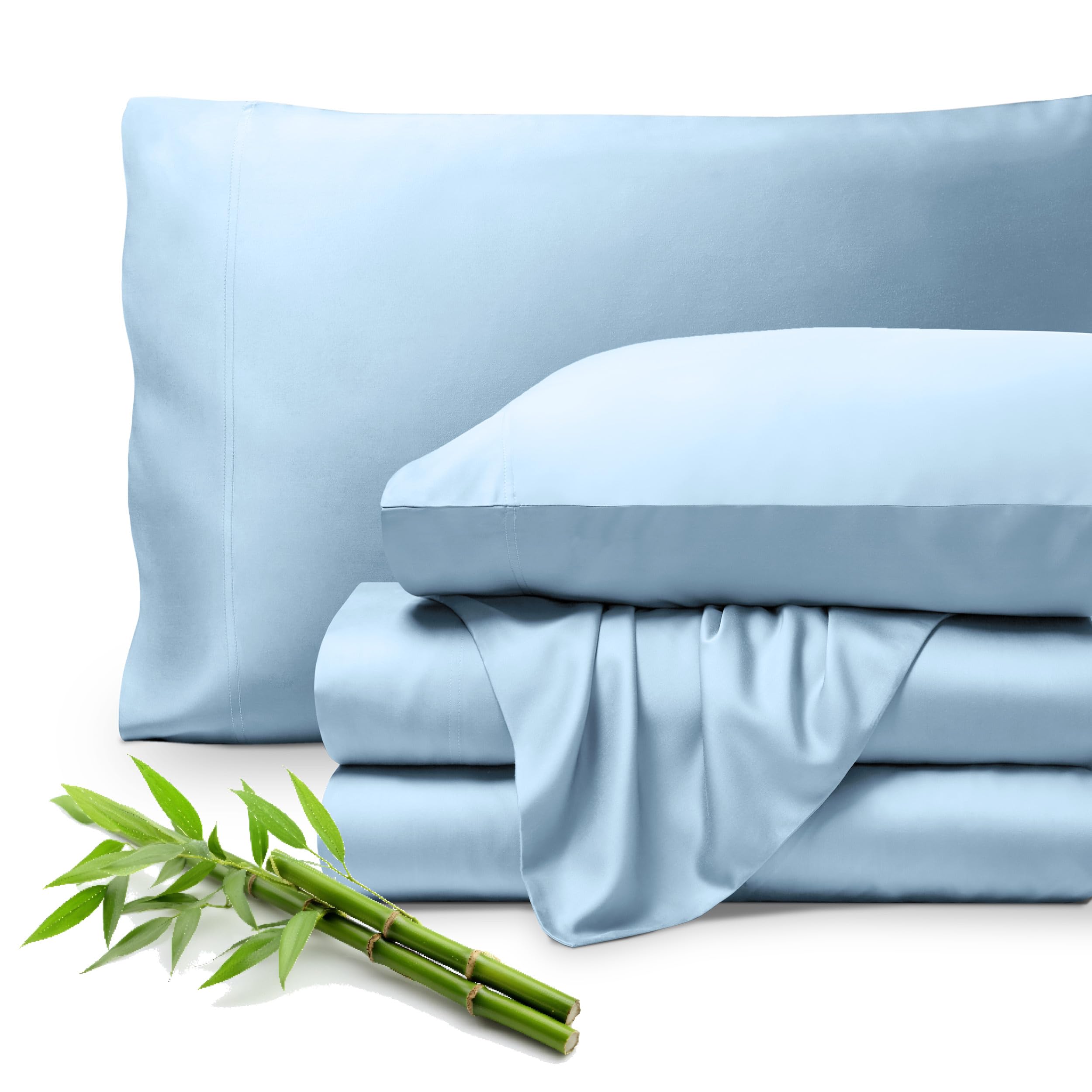 Bare Home 100% Rayon Made from Bamboo Twin XL Sheet Set - 3 Piece Bedding Set - Deep Pockets - Breathable - Easy Fit - Bedding Sheets & Pillowcases (Twin XL, Light Blue)
