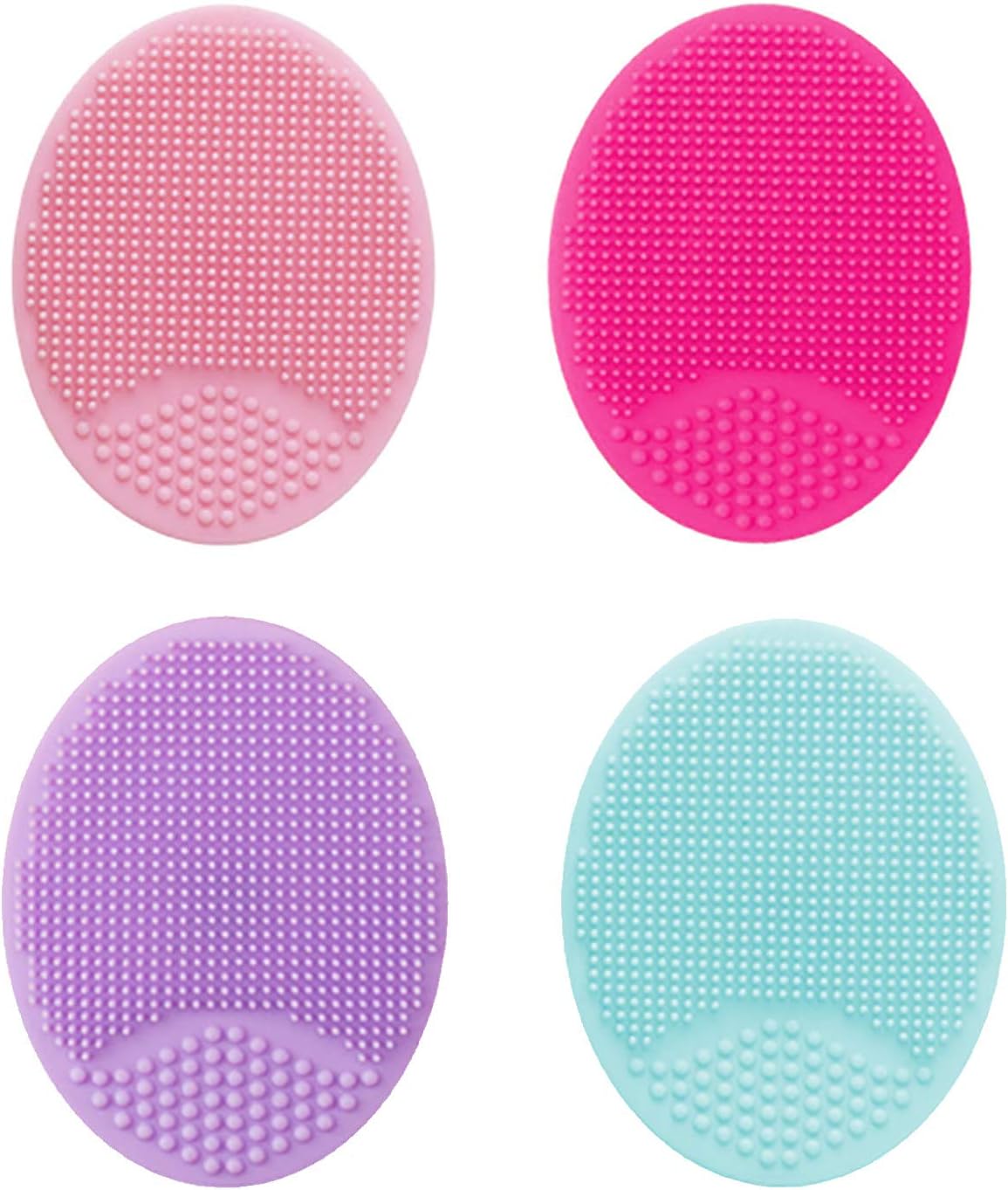 HieerBus Facial Cleansing Brush,Soft Silicone Face Scrubber,Facial Exfoliation Scrub for Massage Pore Cleansing Blackhead Removing Deep Scrubbing for All Kinds of Skins (2ed-4 Mixed Color)