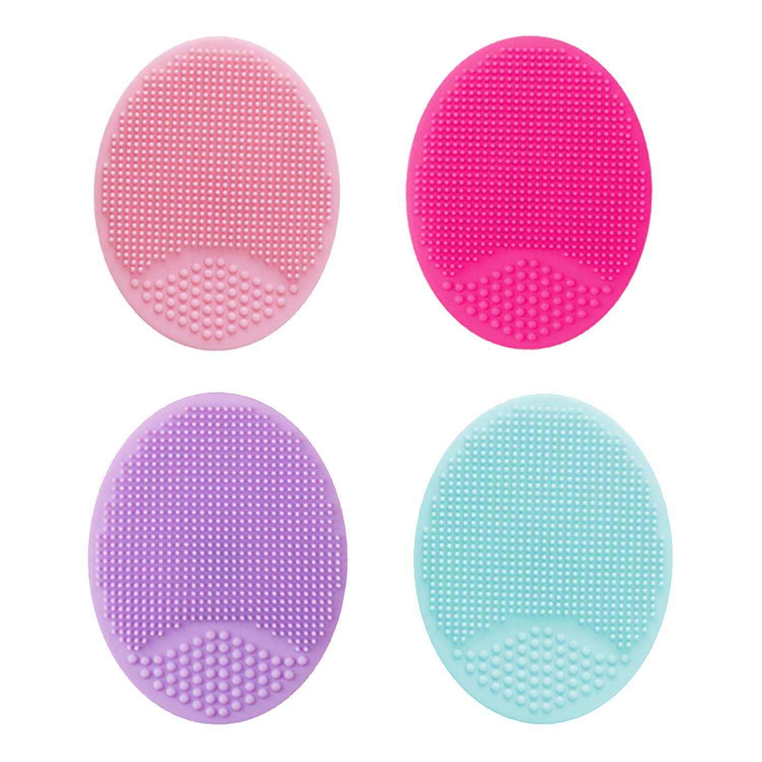 HieerBus Facial Cleansing Brush,Soft Silicone Face Scrubber,Facial Exfoliation Scrub for Massage Pore Cleansing Blackhead Removing Deep Scrubbing for All Kinds of Skins (2ed-4 Mixed Color)