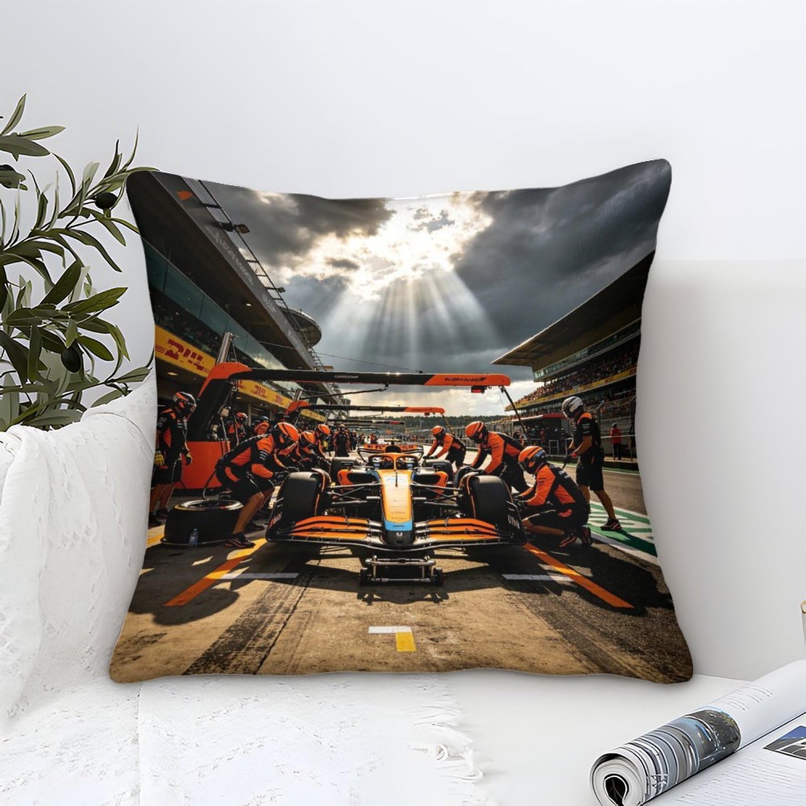 Xiaopangxy Formulaa Racing Series Cushion Cover 45X45cm, Pit Stop Decorative Throw Pillow Case Microfiber