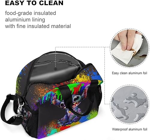 Miniatura 5 de ALAIAS Bolsa de almuerzo portátil de dibujos animados, bonita bolsa de mano para viajes, picnic, oficina, deportes al aire libre