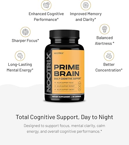 Miniatura 6 de Nootrix Suplemento nootrópico Prime Brain | Apoya la memoria, el enfoque mental, la salud cognitiva y la energía | Promueve el estado de ánimo