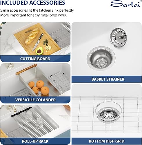 Miniatura 96 de Sarlai Fregadero de cocina negro de 18 x 18 pulgadas, fregadero de estación de trabajo de preparación de barra de 18 x 18 pulgadas, fregadero