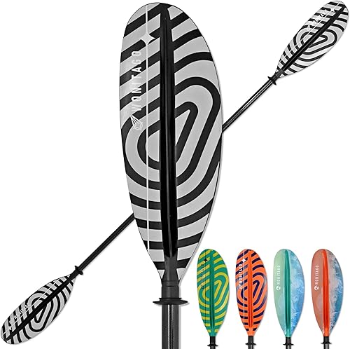 Vista 12 de Remo de kayak premium de fibra de carbono con pala reforzada de PP + fibra de vidrio, remos flotantes ajustables para kayak, 3 piezas, 220-240 cm