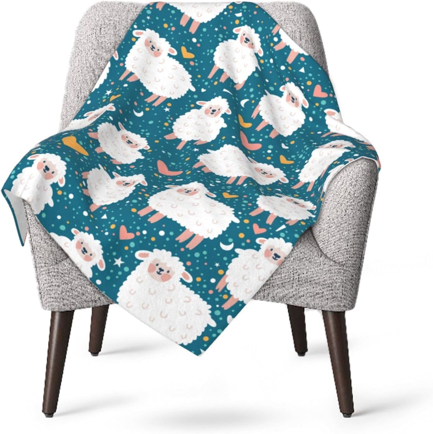 Cute Sheep Fleece Throw Blanket Ultra Soft Cozy Decorative Flannel Blanket All Season for Home Couch Bed Chair Travel 50x40in - Image 4