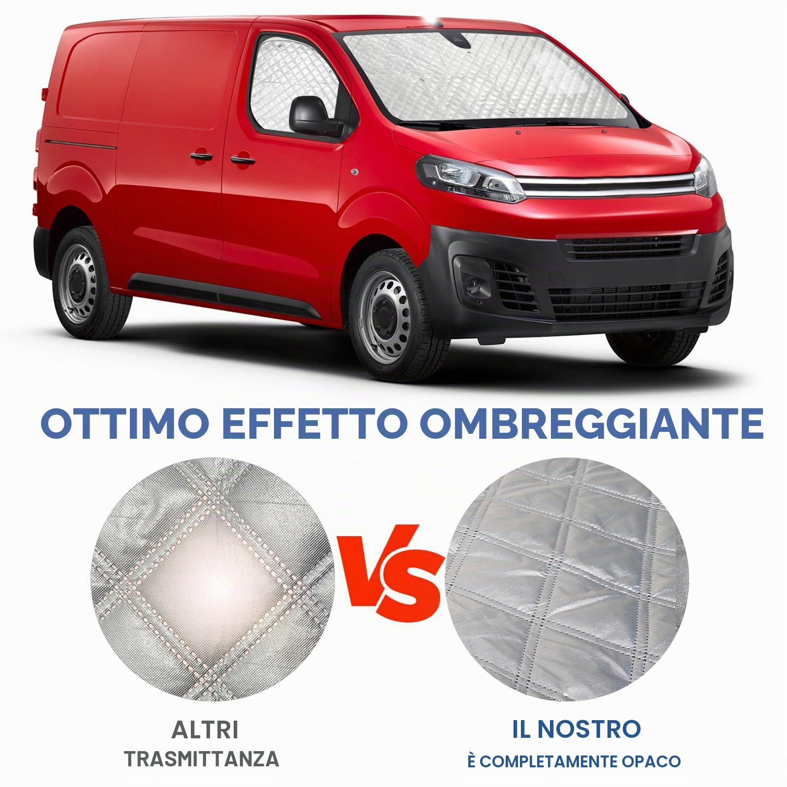 Oscurante Termico Interno per Citroen Jumpy Opel Vivaro Fiat Scudo 2016-2025, 3 PCS Parasole per Parabrezza Interno ai Raggi UV per la Privacy e il Controllo della Temperatura