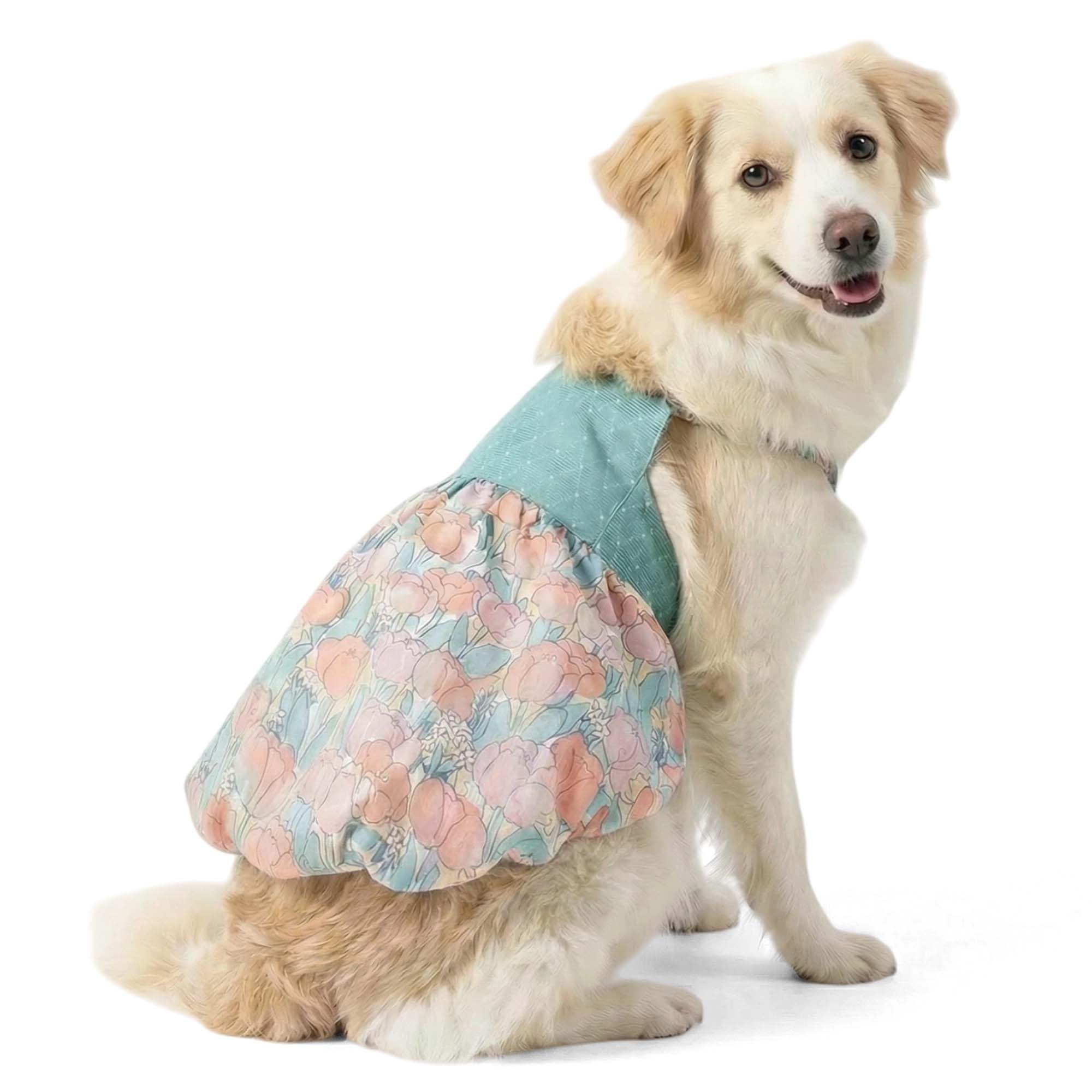 FLAdorepet Dog Dress for Large Dogs Girls,Floral Dog Wedding Dress Birthday Easter Dresses,Spring Summer Dog Clothes for Bulldog Labrador Rottweiler (