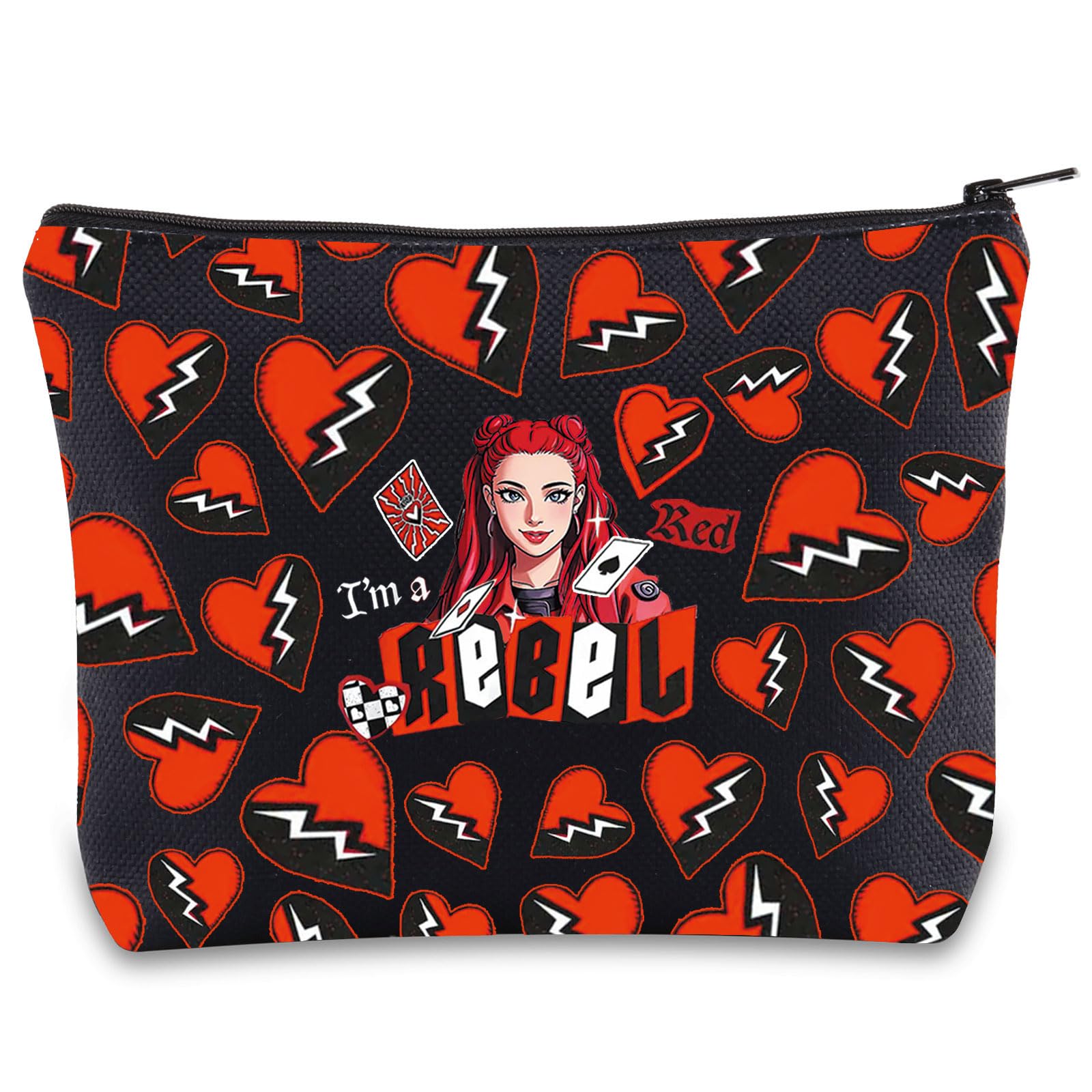 Red I'm A Rebel Makeup Bag Red and Chloe Gifts Red Broken Hearts Gifts Red Princess Zipper Bag (Rebel uk1)