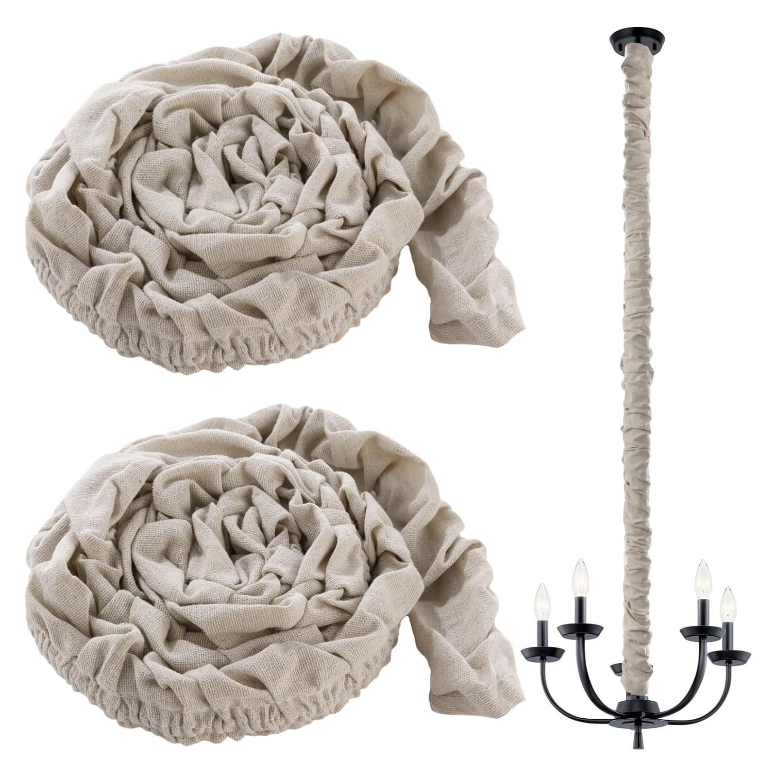 Elegante custodia a catena leggera in morbido tessuto lino per coprire ordinatamente le lampade a sospensione, protezione riutilizzabile per cavo