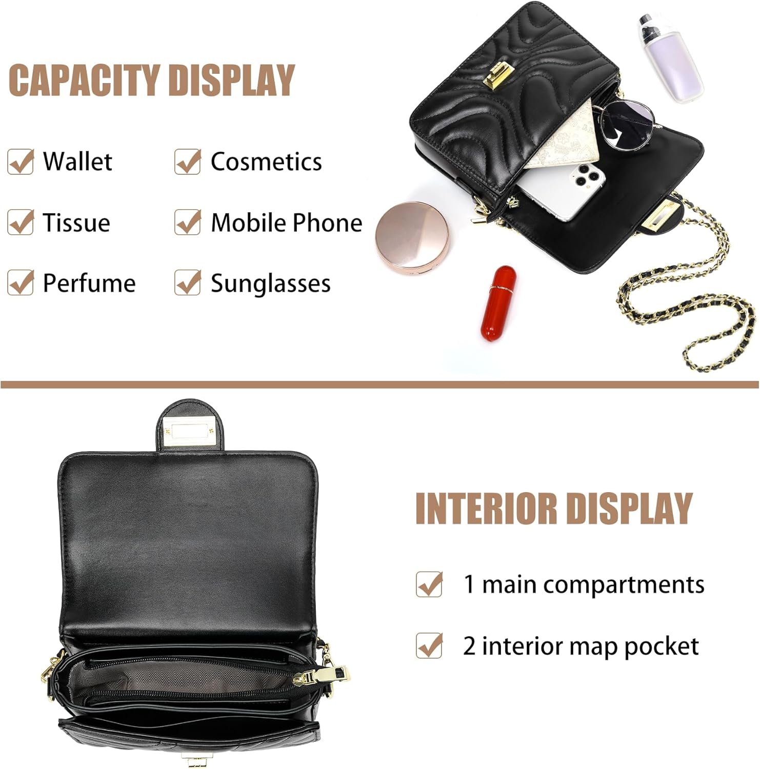 Small Quilted Crossbody Purse for Women Trendy Ladies Shoulder Bag PU Leather Satchel HandBag with Chain Strap - Image 5