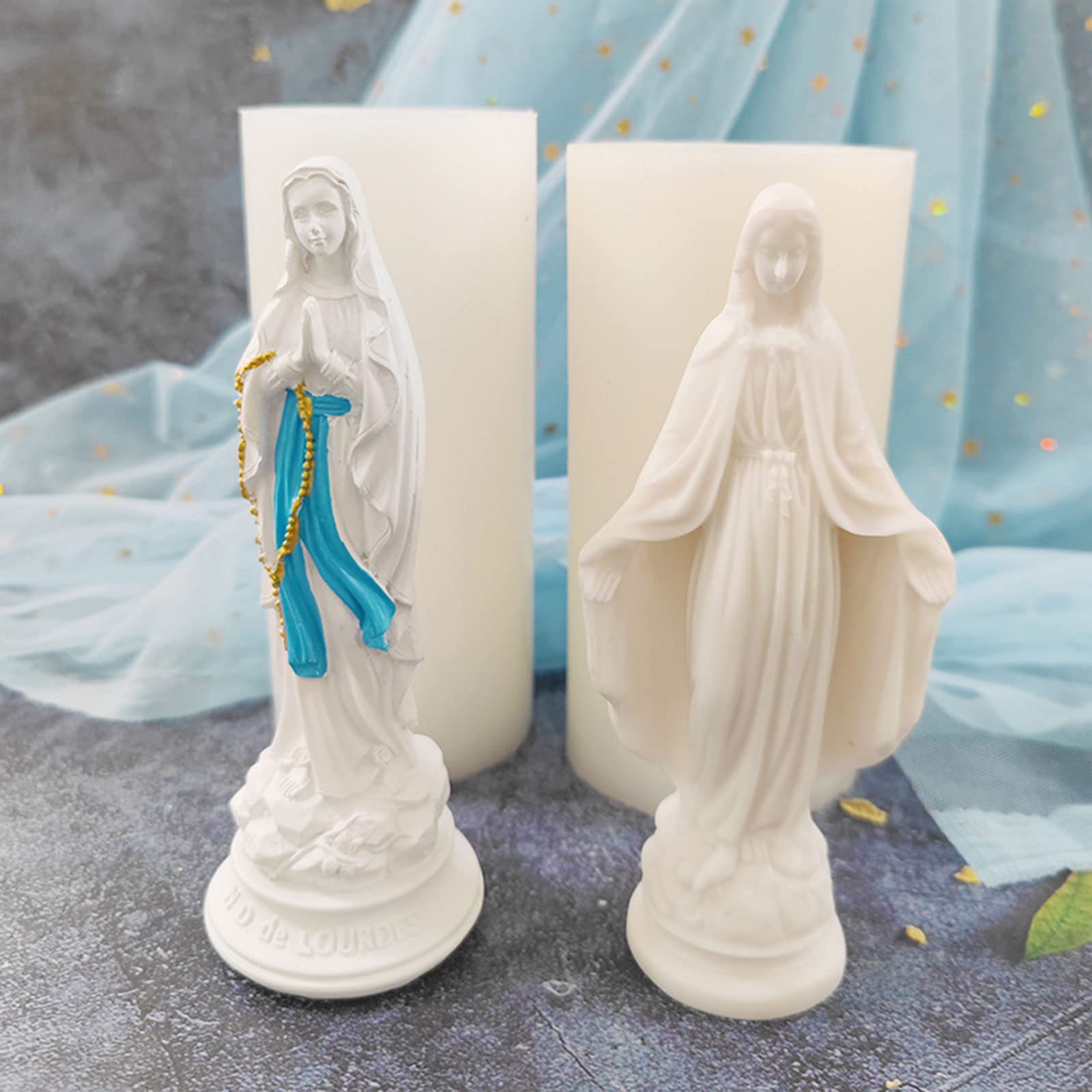 Sugarcraft - Molde de silicona 3D con forma de Virgen María y dibujos animados de silicona de grado alimenticio