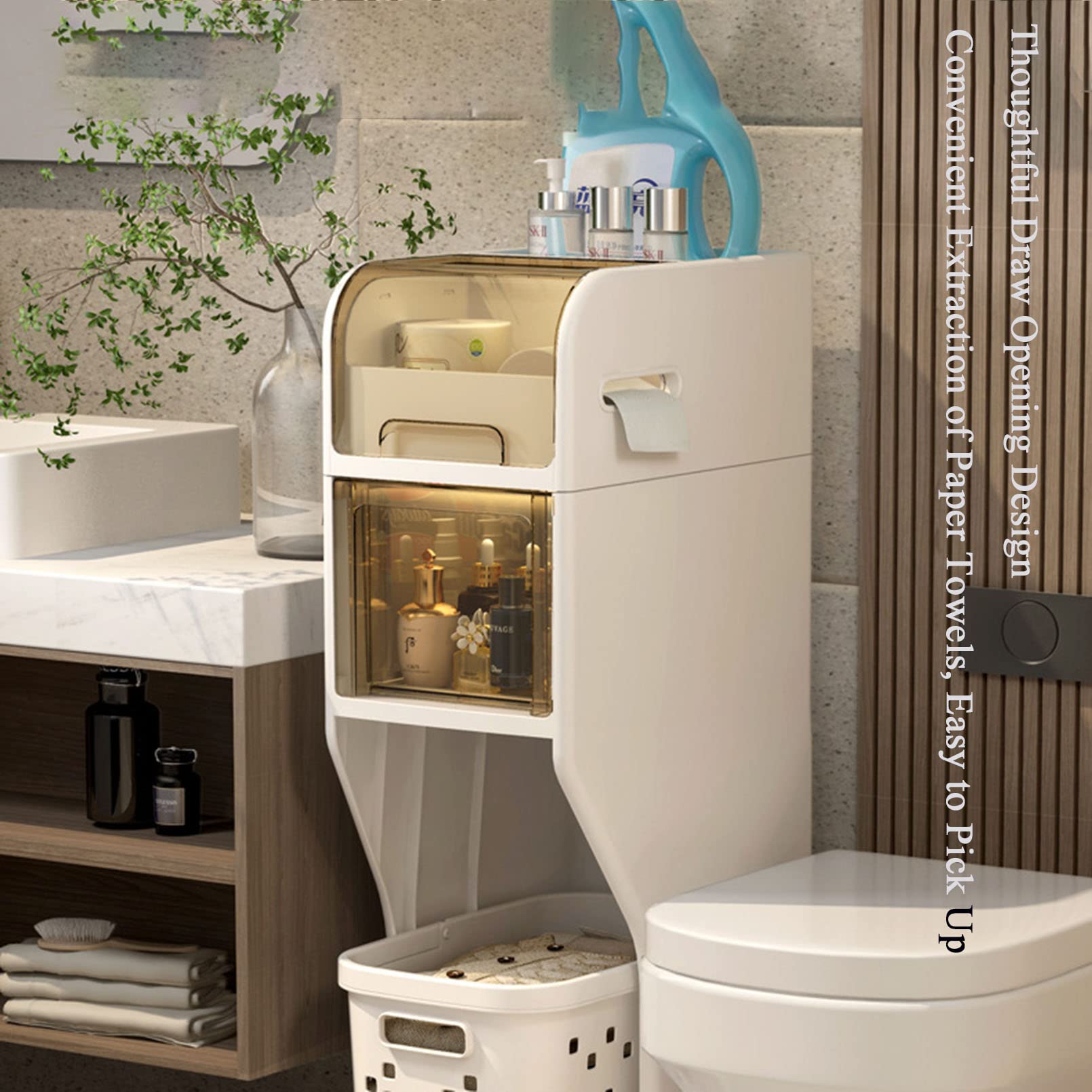 Cajones de almacenamiento apilables Gabinete de almacenamiento de baño pequeño para espacios pequeños, Gabinete de almacenamiento sobre El inodoro para baño Esquina de al