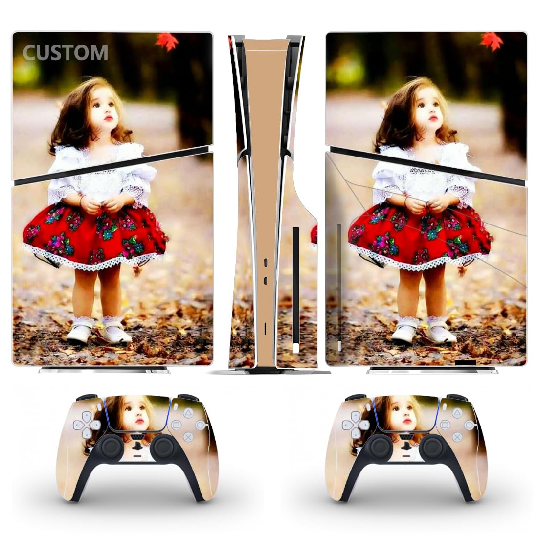 Niestandardowa winylowa skórka naklejka pokrowiec na konsolę PS5 Slim Disc Edition i kontroler spersonalizowana PS5 cienka skórka naklejka naklejka naklejka