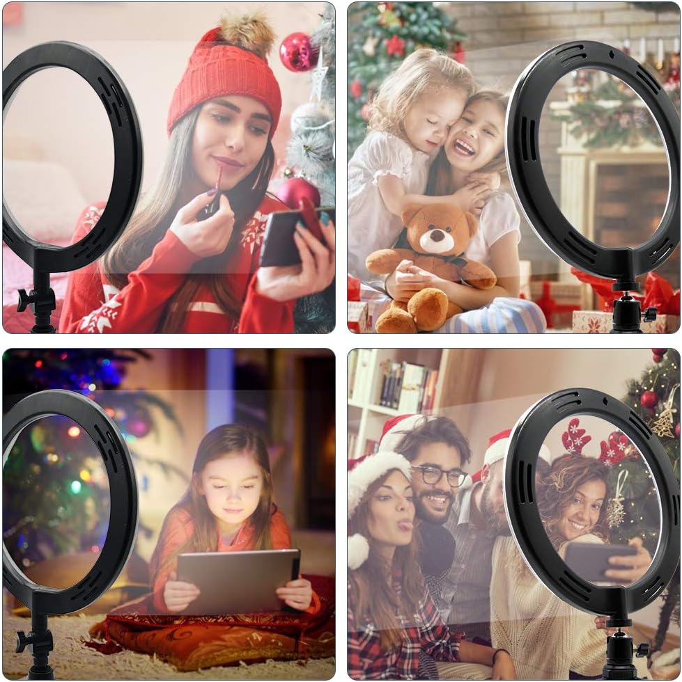 YICOE Ring Light 10" LED Ring Light with Tripod Stand & Phone Holder Dimmable Desktop Ring Lights 3 Colors 10 Brightness Remote Control for Phone Photography Makeup YouTube Video Live Streaming
