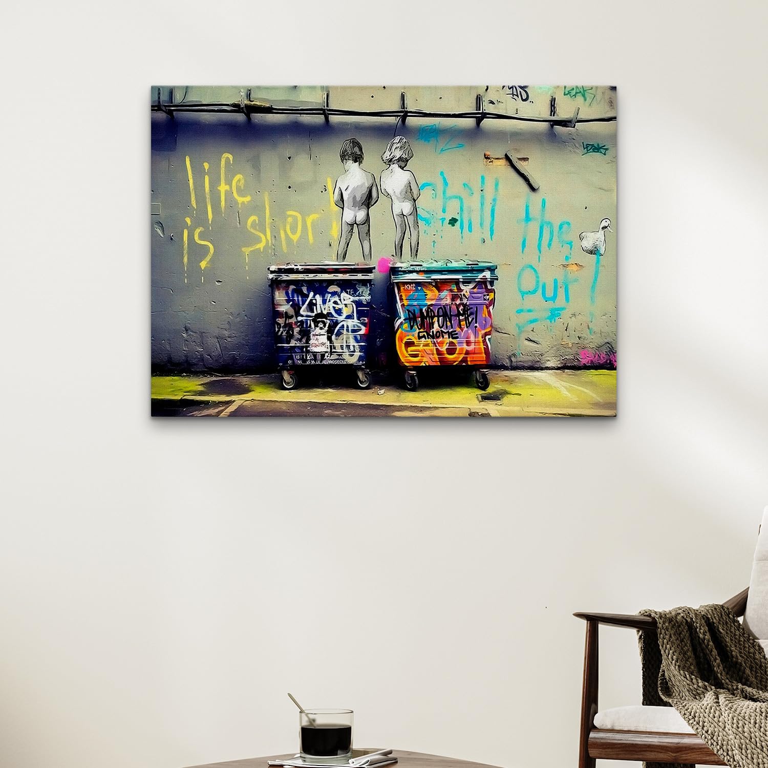 Giallobus - Impression sur toile - Banksy - Art Banksy - Toile standard - 140L x 100l cm - 05 - Les enfants font pipi - Tableaux modernes