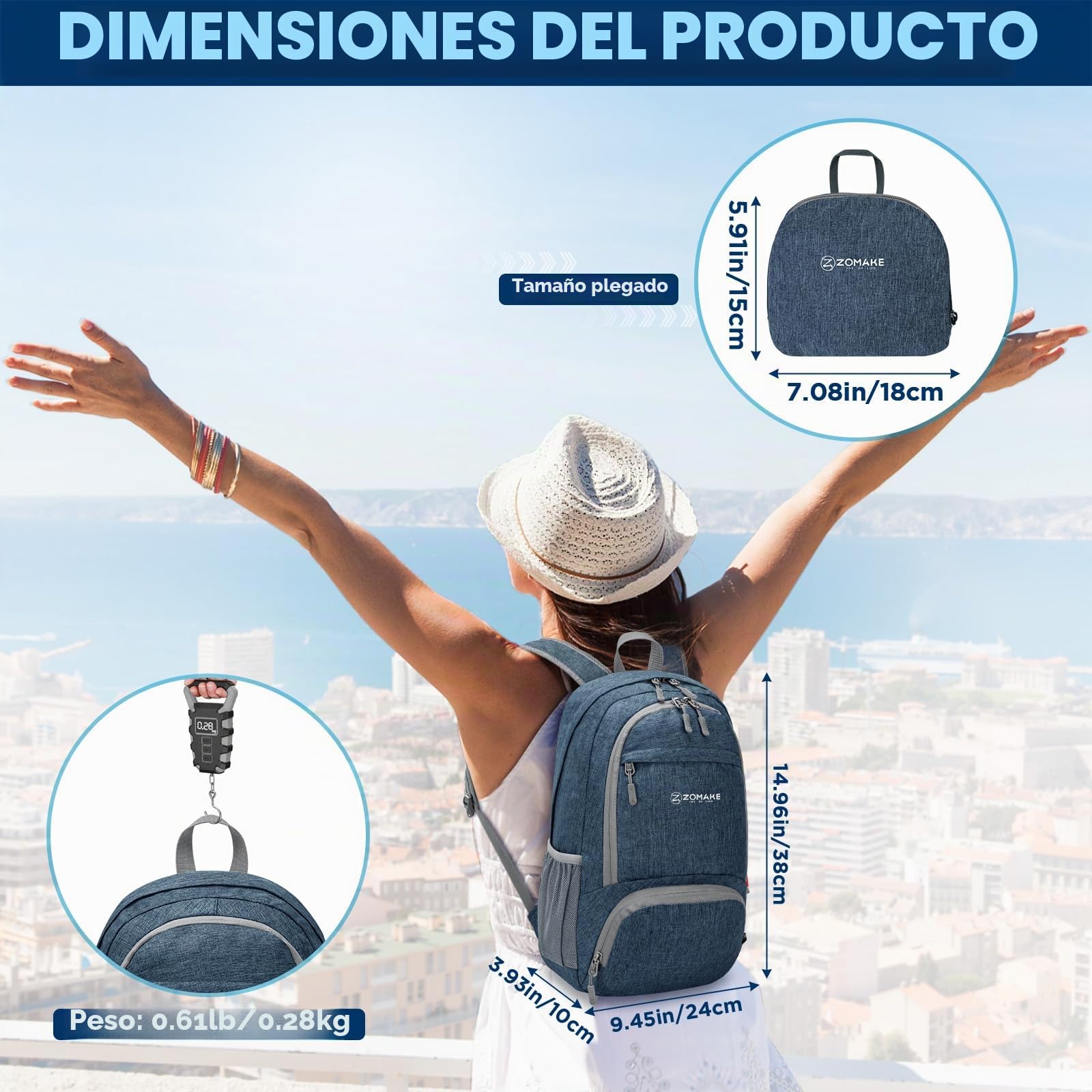 ZOMAKE Ultraligera Pequeña 20L Mochila Plegable para Senderismo Montaña Excursion Mochilas Ligeras Viajar para Hombre Mujer