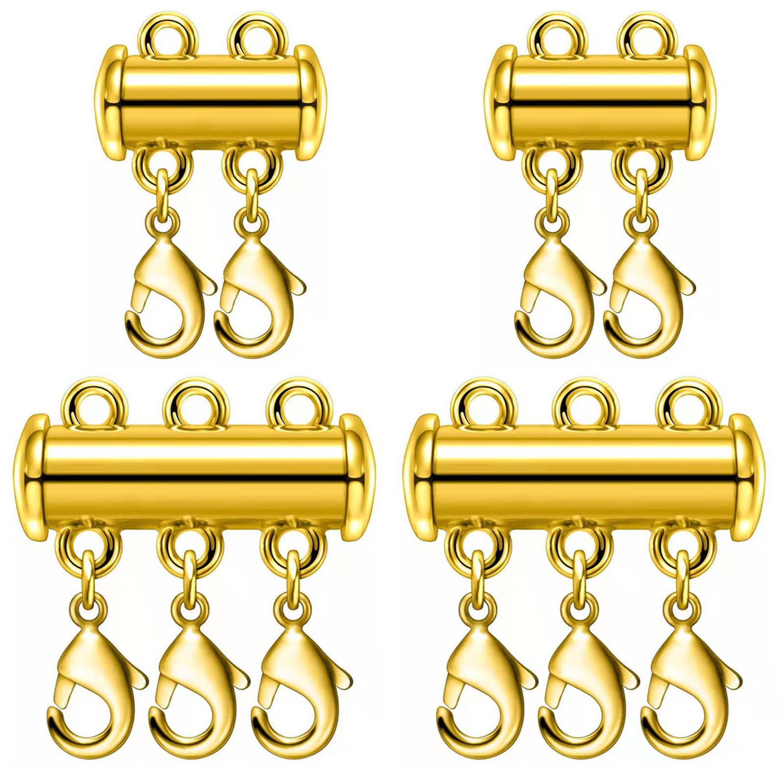 OHINGLT Necklace Layering Clasps Magnetic Slide Lock Clasp Necklace Connector Multi Strands Slide Tube Clasps