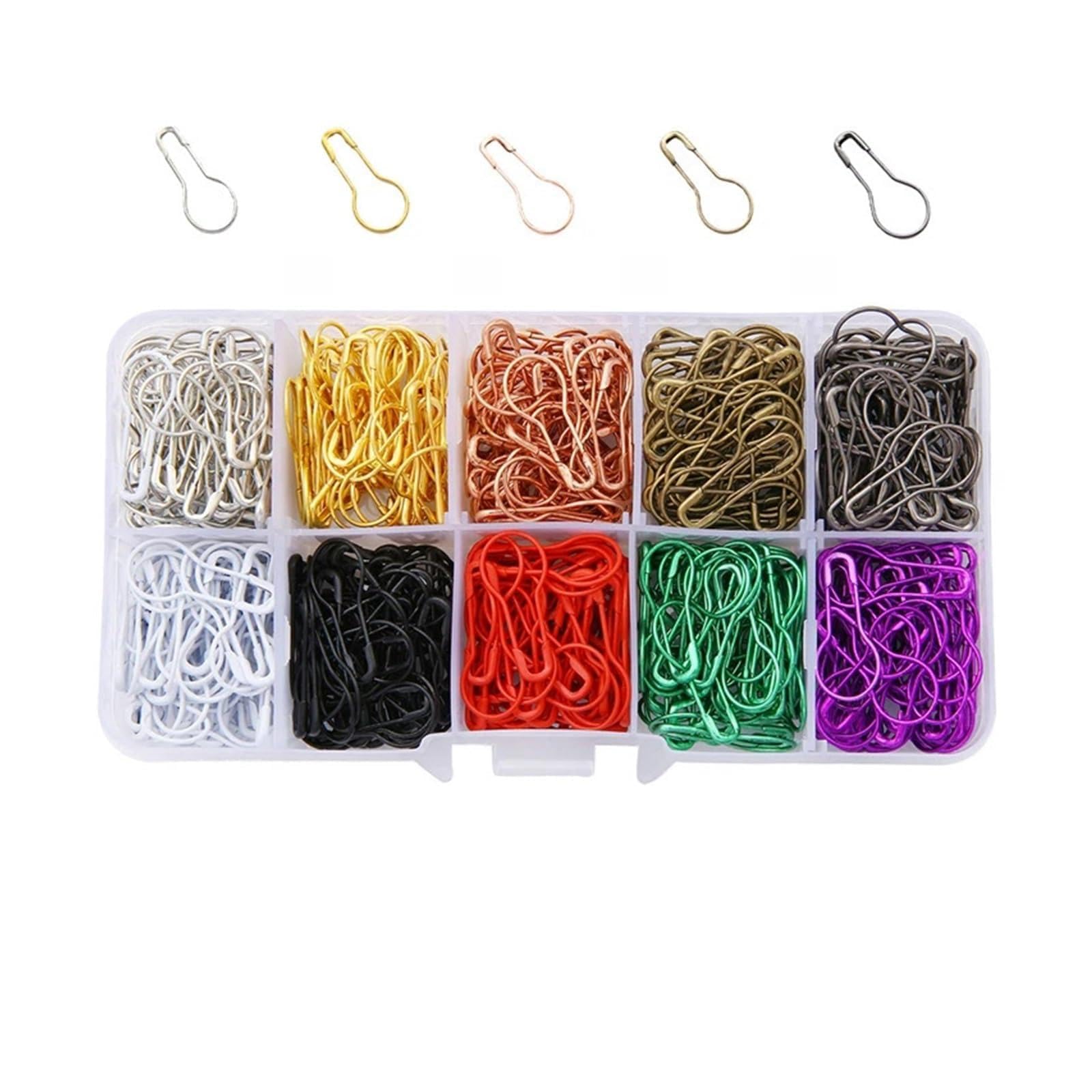 Safety Pins, 100 Pcs Multicolor Metal Safety Bulb Pins Calabash Crochet Markers For Knitting Sewing(300pcs With Box)