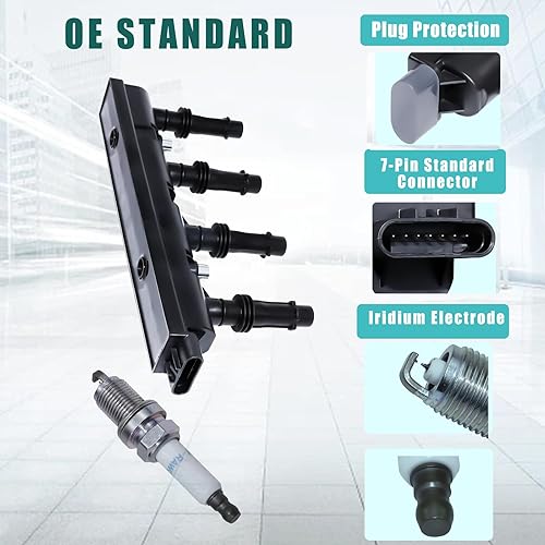 Miniatura 7 de Bobina de encendido UF669 y 4 bujías de iridio dobles 1675 compatibles con Chevy Cruze Limited 1.4L 2011-2015, Sonic Trax 1.4L 2012-2020, Buick