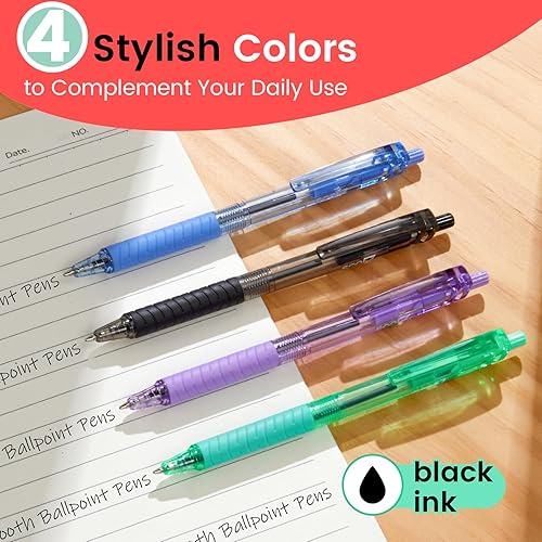 Miniatura 6 de Sooez Paquete de 24 bolígrafos a granel, bolígrafos de escritura suave, bolígrafo retráctil de tinta negra, bolígrafos de clic de punta media de