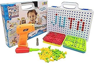 لعبة تركيب مكعبات مكونة من 144 قطعة مع مجموعة ادوات شنيور ومفك تعمل على تطوير المهارات الحركية الدقيقة العاب البناء التعليمية للاولاد والبنات بلاستيك متعدد الألوان