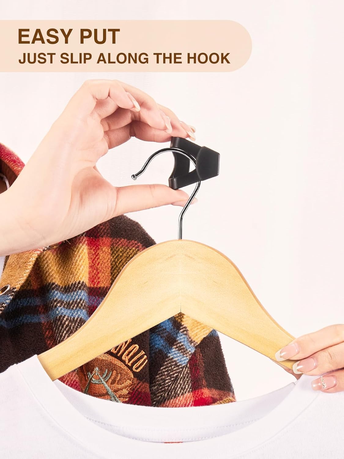 Smartor Hanger Connector 60 Pack with Velvet Hangers 50 Pack Closet Storage and Organization, Space Saving, Hanger Add on Hook, Stacking Hangers, Cascading Space Saver