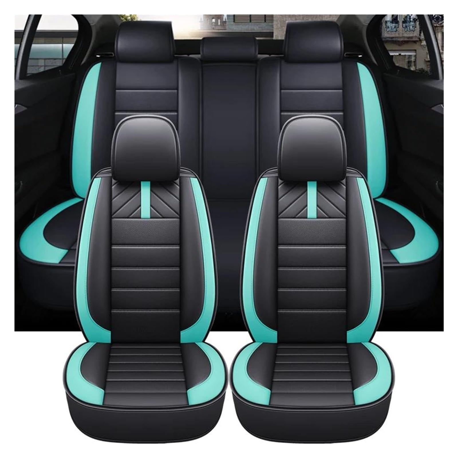 Couvre sieges auto imperméable en cuir vert haute protection - 8